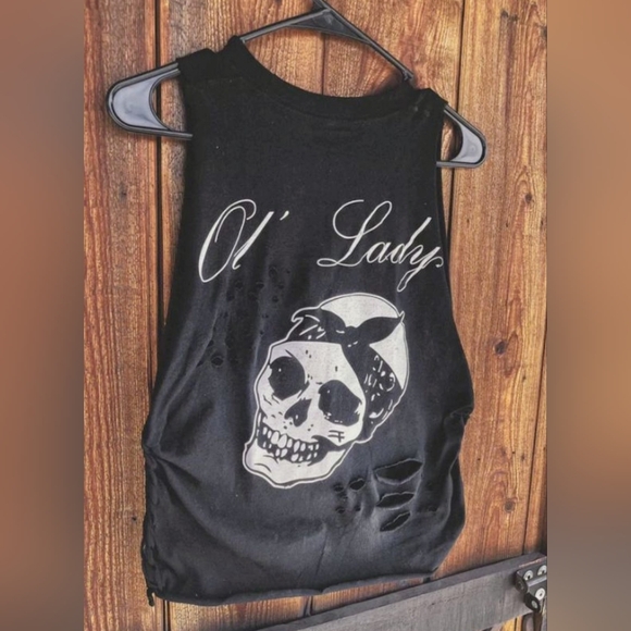 The Drive Clothing Tops - Ol' Lady Skull Distressed Tank Sz XL